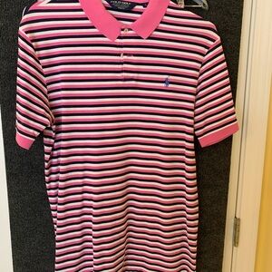 Ralph Lauren Pink and Black Striped Polo Shirt